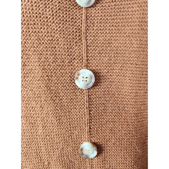 Emery Rose Womens S Orange Knit Long Sleeve Crew Neck Button Back Sweater - Picture 4 of 6